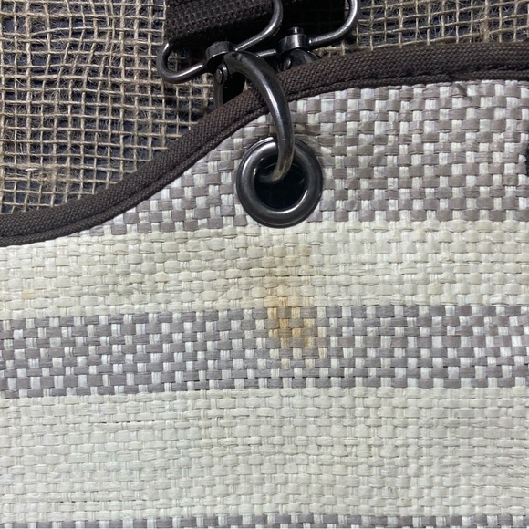 Thirty-one Tote Water Resistant Brown/Beige Textured Straw Removable Straps - Picture 12 of 13